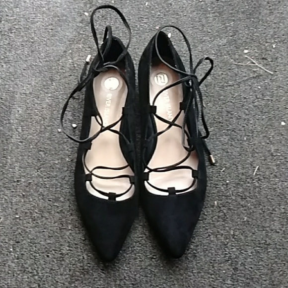river island black flat shoes